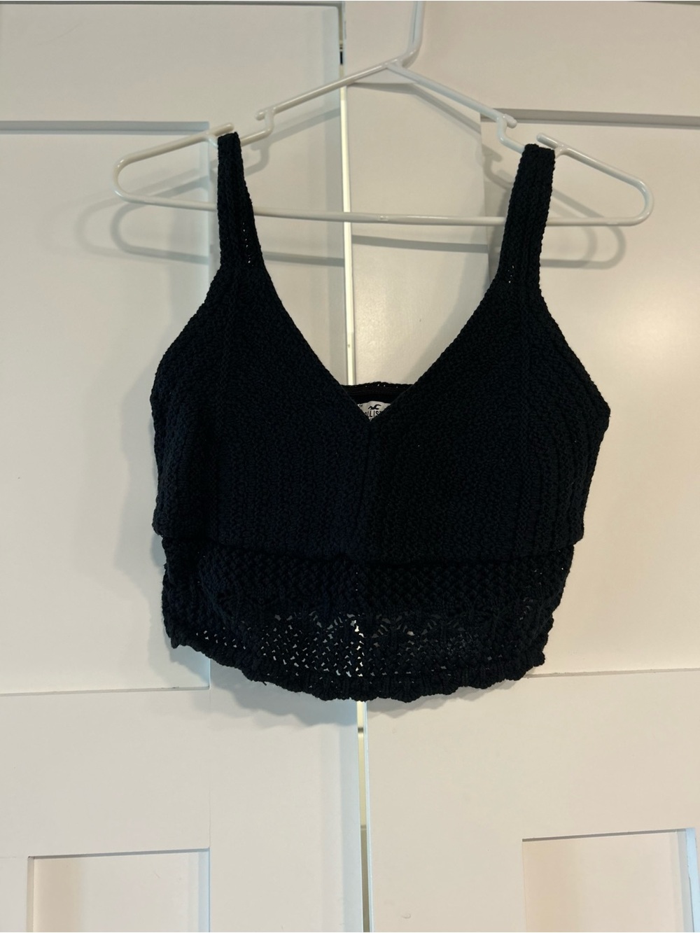 Hollister Black Crochet V-Neck Crop Camisole